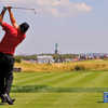Steve Marino teeing off on Liberty National Golf Course's second hole in the final round of The 2009 Barclays in Jersey City, N.J. 